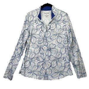 San Soleil UPF 50 Golf Mock Pullover Women's Size M Floral 1/4 Zip Top